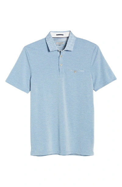 Shop Ted Baker Coller Slim Fit Polo With Woven Collar In Brt-blue