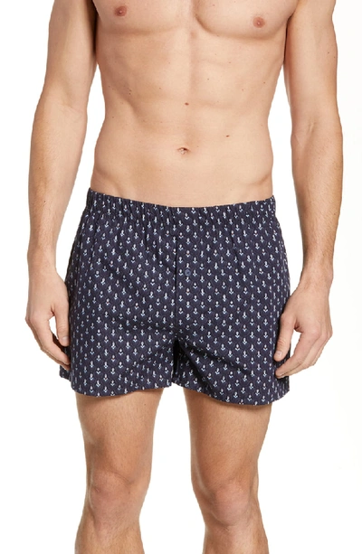 Shop Hanro 2-pack Fancy Woven Boxers In Graphic/ Light Blue