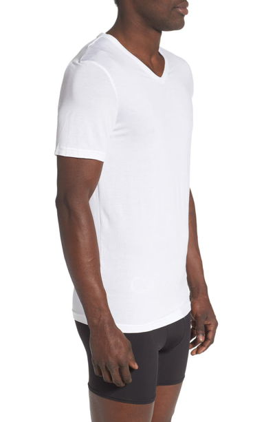 Shop Calvin Klein Ultrasoft Stretch Modal V-neck T-shirt In White