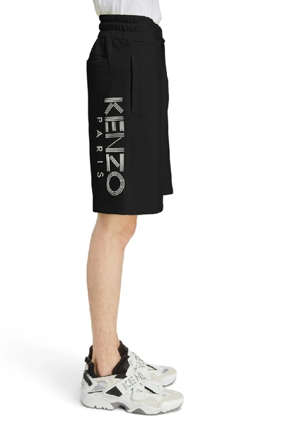 Shop Kenzo Logo Print Shorts In Black