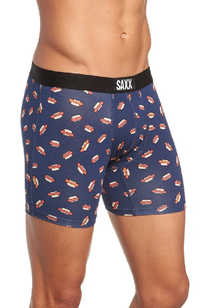 Shop Saxx 'vibe' Stretch Boxer Briefs In Navy Hot Dog