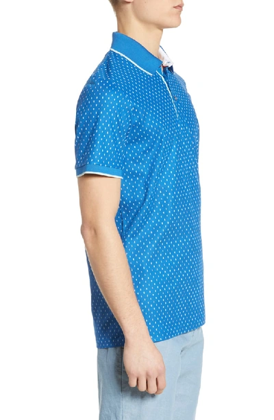 Shop Ted Baker Toff Slim Fit Print Pique Polo In Brt-blue
