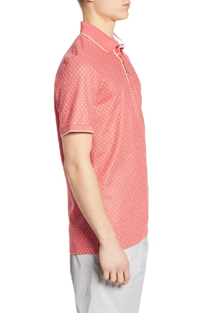Shop Ted Baker Toff Slim Fit Print Pique Polo In Coral