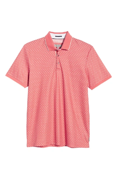 Shop Ted Baker Toff Slim Fit Print Pique Polo In Coral