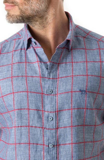 Shop Rodd & Gunn Linfield Linen Blend Plaid Shirt In Bluejay