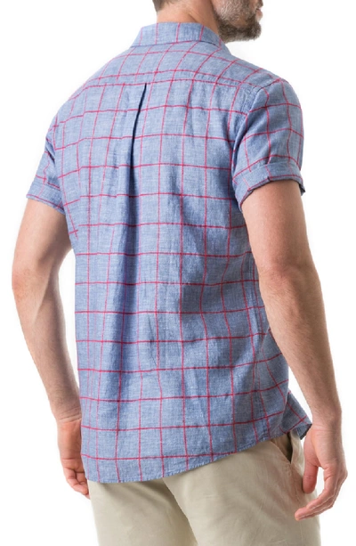Shop Rodd & Gunn Linfield Linen Blend Plaid Shirt In Bluejay
