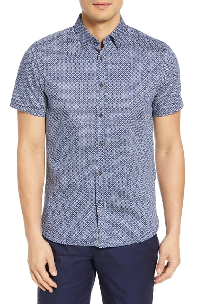 Shop Ted Baker Gooslin Slim Fit Print Shirt In Navy