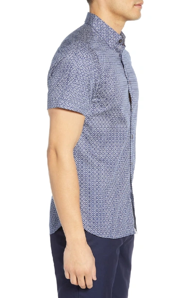 Shop Ted Baker Gooslin Slim Fit Print Shirt In Navy