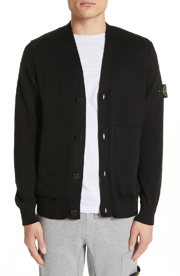 stone island cardigan black