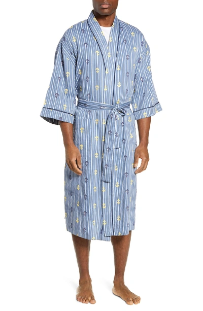 Shop Majestic American Summer Robe In Chambray Stripe