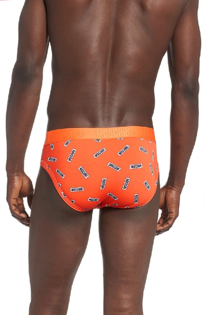 Shop Moschino Logo Briefs In Orange