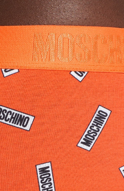 Shop Moschino Logo Briefs In Orange