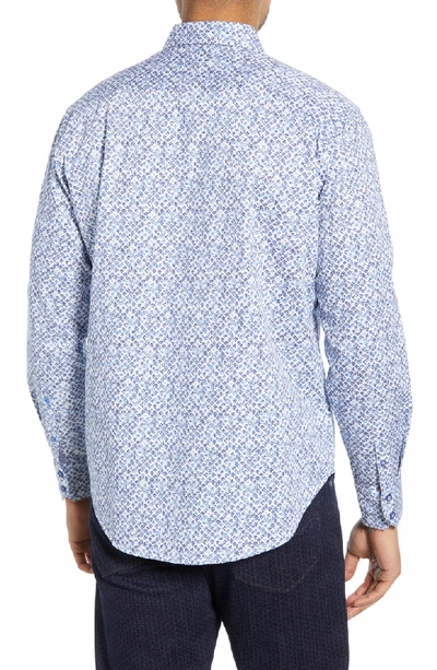 Shop Robert Graham Celadon Classic Fit Print Cotton Shirt In Blue