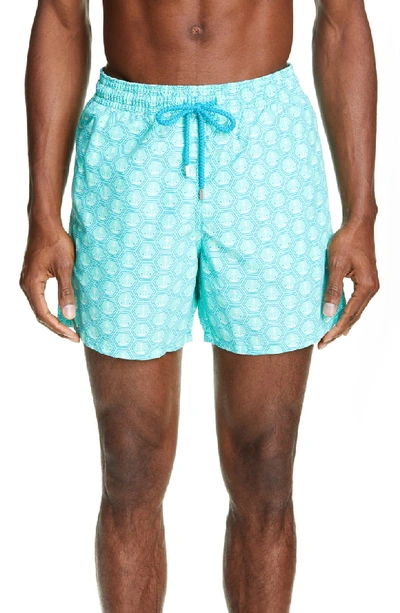 Shop Vilebrequin Anchor Print Swim Trunks In Menthe