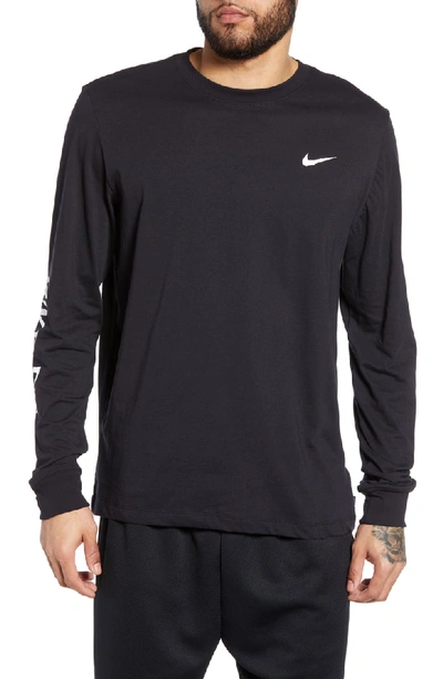 Shop Nike Snake Logo Long Sleeve T-shirt In Black/ White