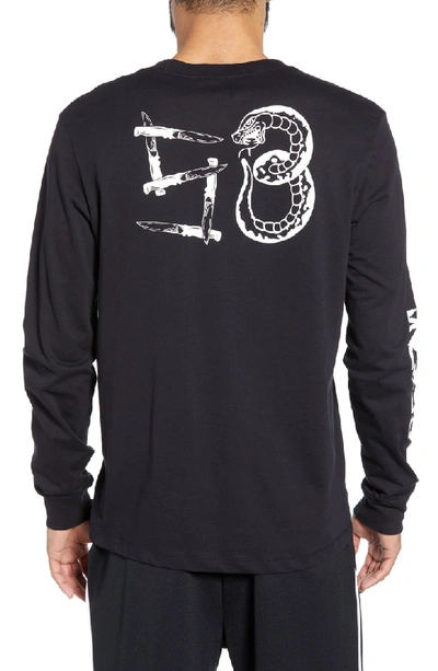 Shop Nike Snake Logo Long Sleeve T-shirt In Black/ White