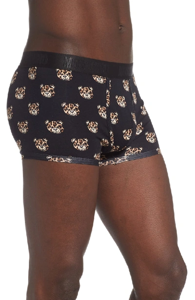 Shop Moschino Leopard Bear Trunks In Black