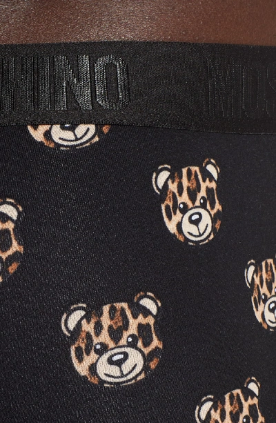 Shop Moschino Leopard Bear Trunks In Black