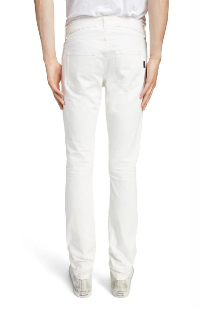 Shop Saint Laurent Slim Fit Distressed Jeans In White Stonewash