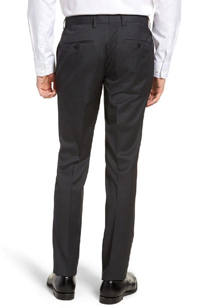 Shop Hugo Boss Gibson Cyl Flat Front Solid Slim Fit Wool Dress Pants In Dark Grey