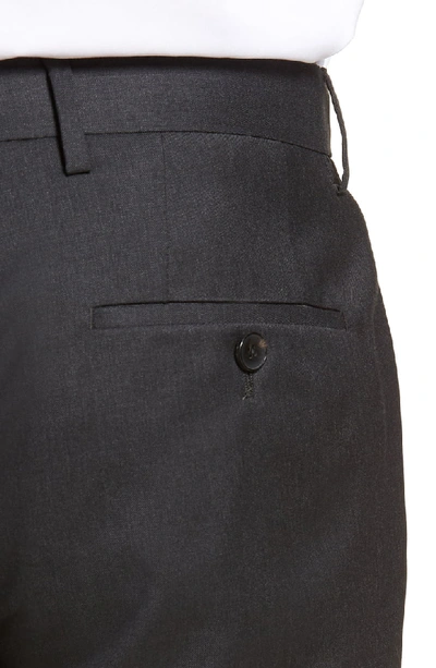 Shop Hugo Boss Gibson Cyl Flat Front Solid Slim Fit Wool Dress Pants In Dark Grey
