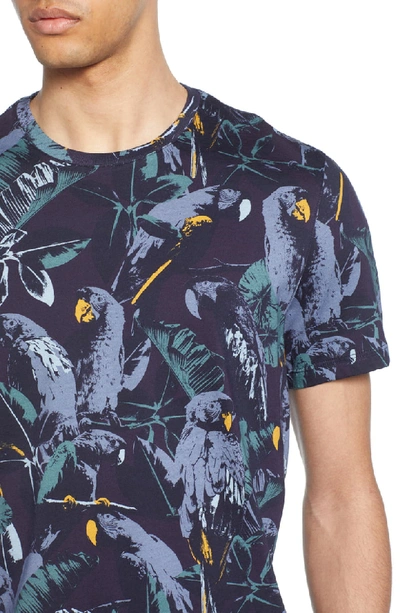 Shop Ted Baker Beakme Parrot Print T-shirt In Navy