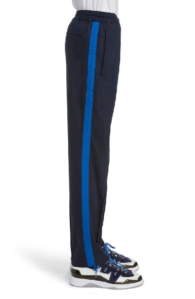 Shop Kenzo Knit Track Pants In Midnight Blue