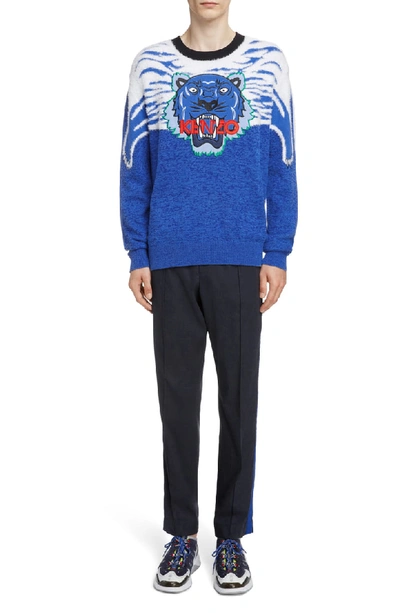 Shop Kenzo Knit Track Pants In Midnight Blue