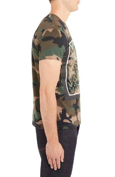 Shop Valentino Camo Logo T-shirt In Camou Army