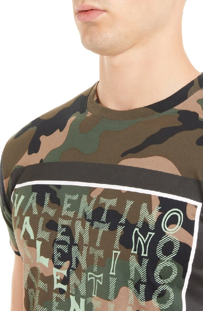 Shop Valentino Camo Logo T-shirt In Camou Army