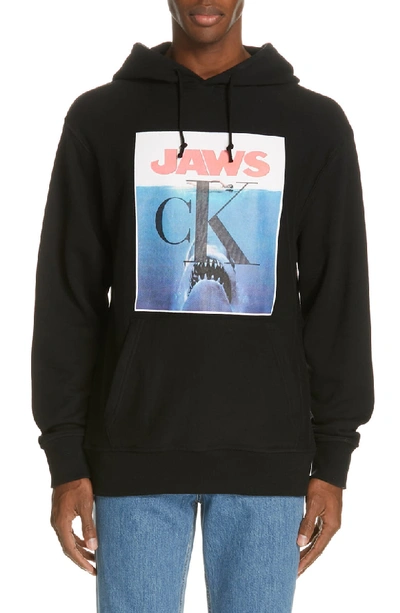 Shop Calvin Klein 205w39nyc Jaws Graphic Hoodie In Black