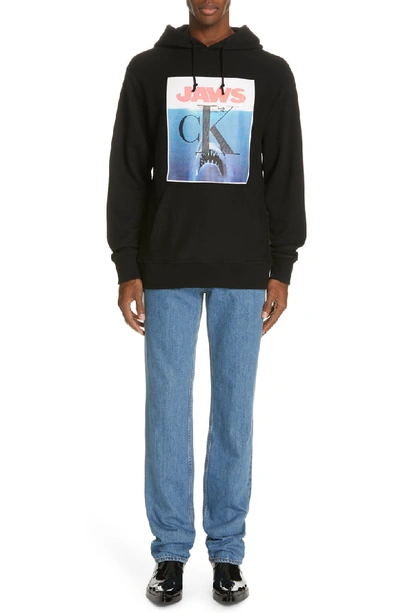 Shop Calvin Klein 205w39nyc Jaws Graphic Hoodie In Black