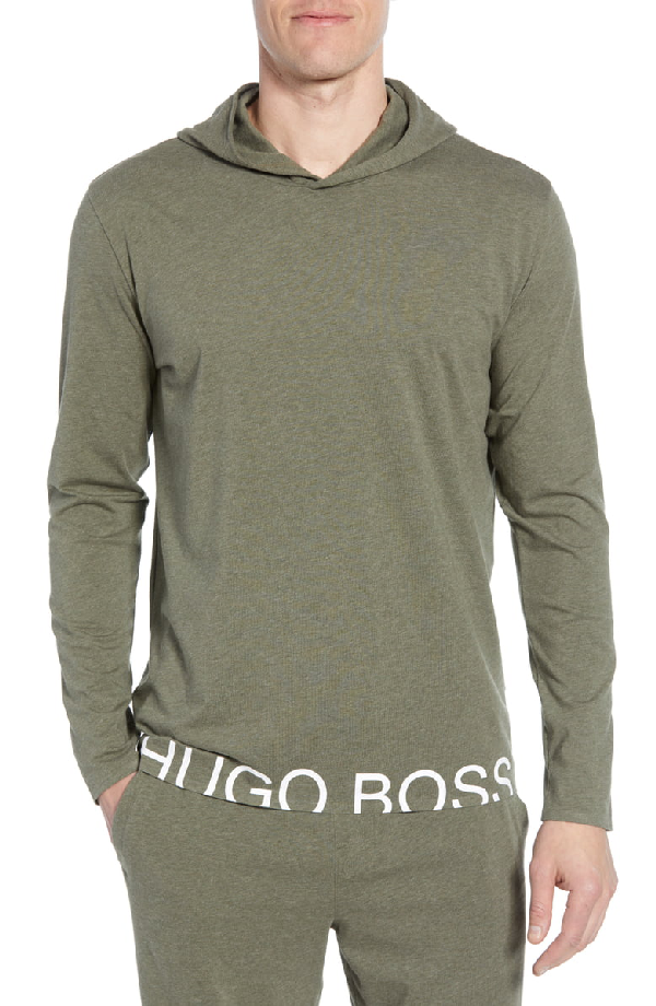 Hugo Boss Identity Stretch Cotton Hoodie In Green | ModeSens