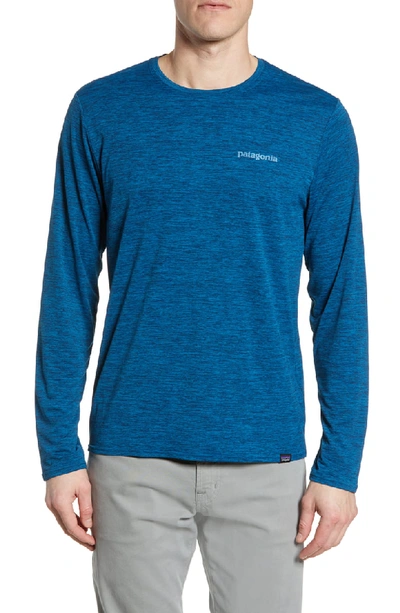 Shop Patagonia Capilene Cool Daily Long Sleeve T-shirt In Big Sur Blue Crossdye