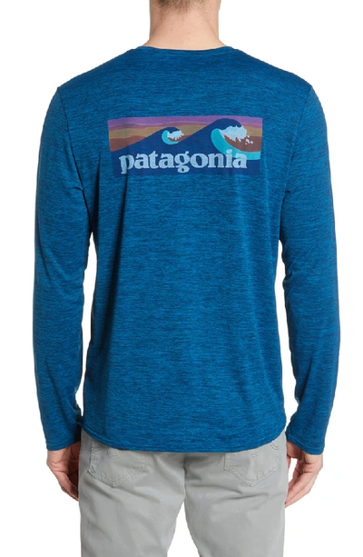 Shop Patagonia Capilene Cool Daily Long Sleeve T-shirt In Big Sur Blue Crossdye