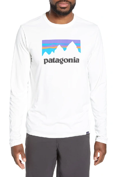 Shop Patagonia Capilene Cool Daily Long Sleeve T-shirt In Shop Sticker White