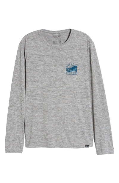 Shop Patagonia Capilene Cool Daily Long Sleeve T-shirt In Cosmic Peaks Feather Grey