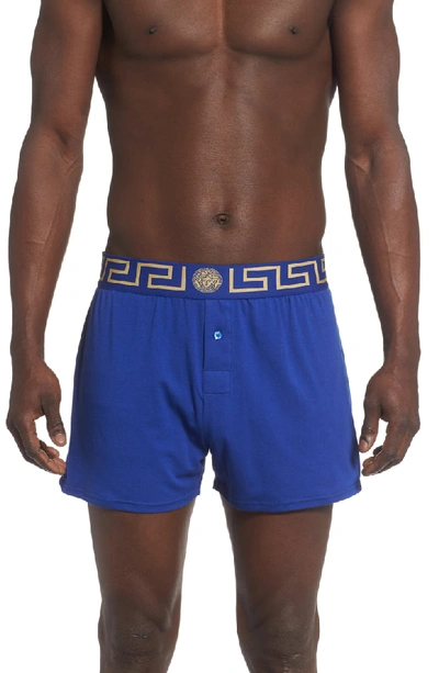 Shop Versace Intimo Uomo Boxers In Bluette/ Gold