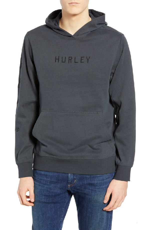 Hurley Atlas Anchors Embroidered Hoodie In Anthracite | ModeSens
