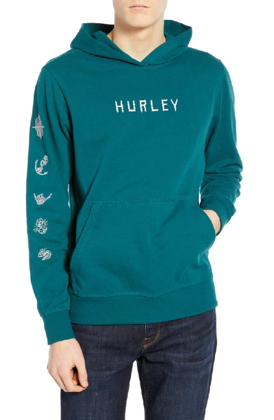 Hurley Atlas Anchors Embroidered Hoodie In Rainforest | ModeSens