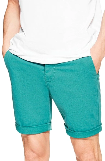 Shop Topman Stretch Skinny Chino Shorts In Green