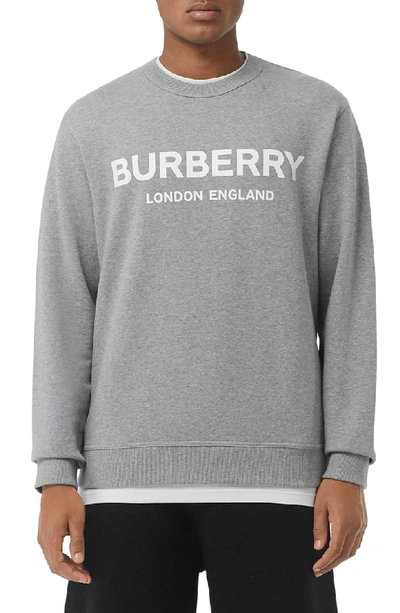 Shop Burberry Lanslow Logo Sweatshirt In Pale Grey Melange