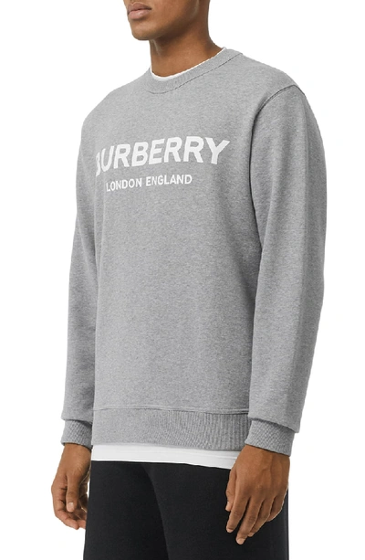 Shop Burberry Lanslow Logo Sweatshirt In Pale Grey Melange