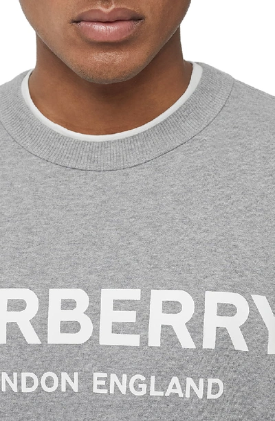 Shop Burberry Lanslow Logo Sweatshirt In Pale Grey Melange