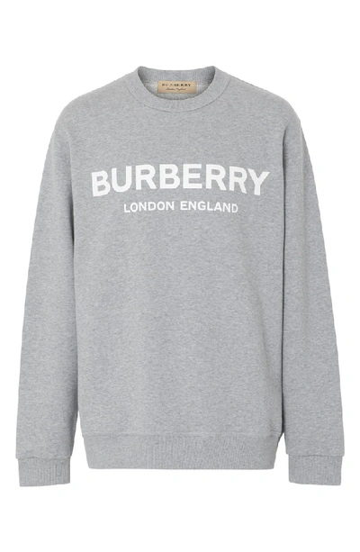 Shop Burberry Lanslow Logo Sweatshirt In Pale Grey Melange