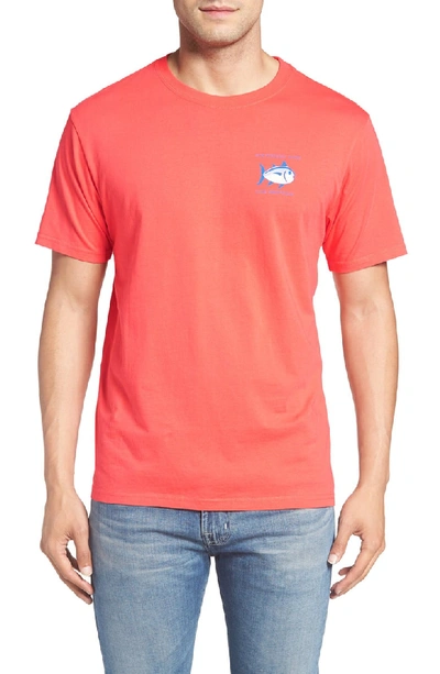 Shop Southern Tide Short Sleeve Skipjack T-shirt In Light Coral