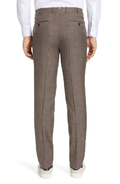 Shop Ermenegildo Zegna Trofeo Flat Front Solid Wool Blend Dress Pants In Tan