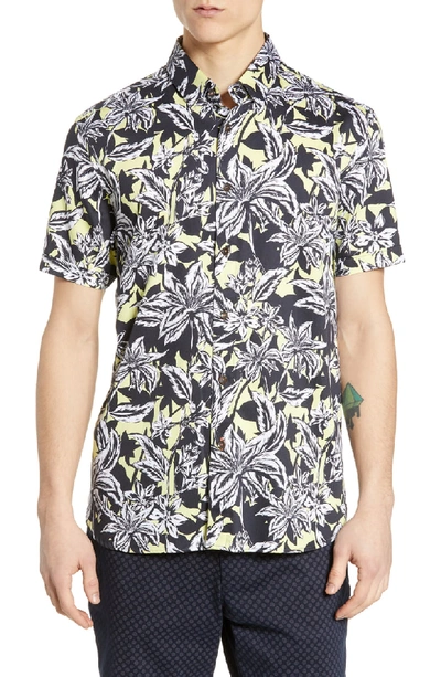 Shop Ted Baker Octapss Slim Fit Shirt In Yellow