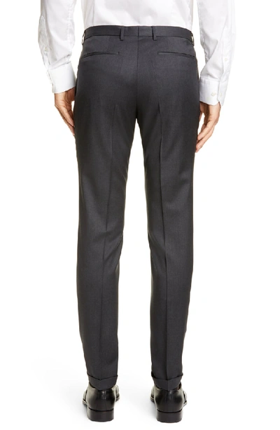 Shop Hugo Boss Wave Cyl Flat Front Slim Fit Solid Wool Dress Pants In Dark Grey