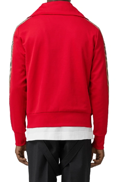 Shop Burberry Silas Icon Stripe Track Jacket In Bright Red